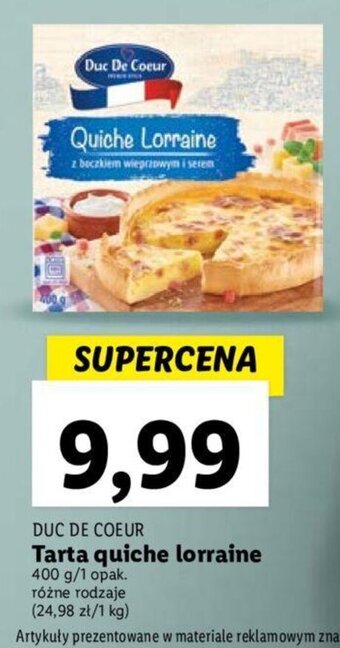 Lidl DUC DE COEUR Tarta quiche lorraine 400 g oferta