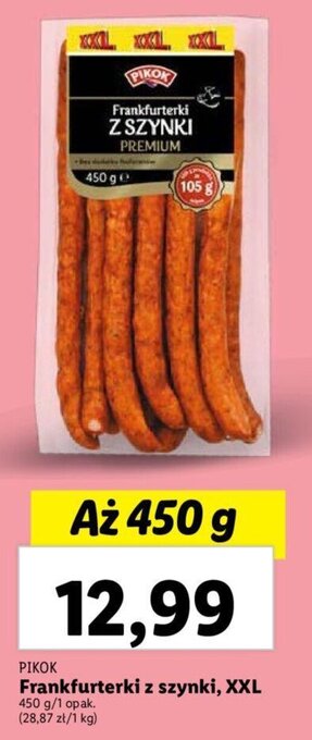 Lidl PIKOK Frankfurterki z szynki, XXL 450 g oferta