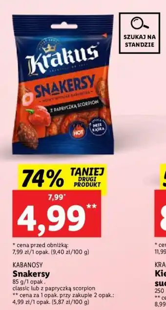 Lidl KABANOSY Snakersy 85 g oferta
