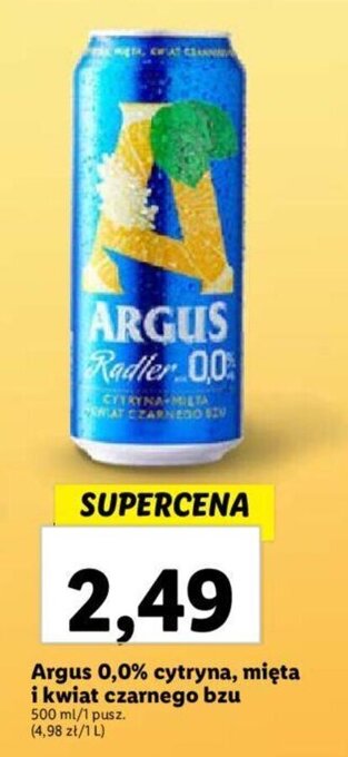 Lidl Argus 0,0% cytryna, mięta i kwiat czarnego bzu 500 ml oferta