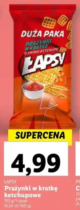 ŁAPSY Prażynki w kratkę ketchupowe 110 g