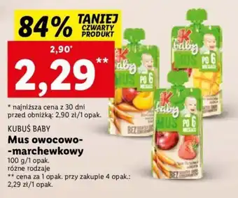 Lidl KUBUŚ BABY Mus owocowo-marchewkowy 100 g oferta