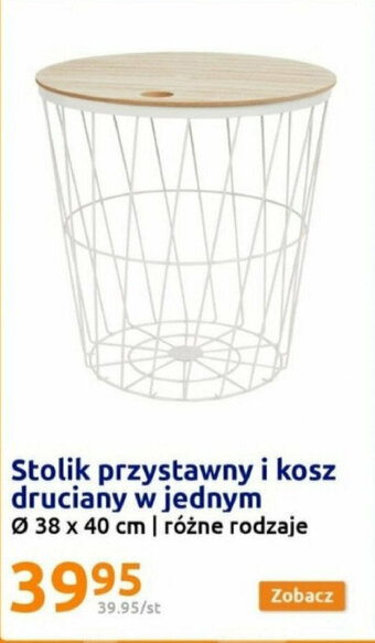 Action Stolik przystawny i kosz druciany w jednym Ø 38 x 40 cm oferta
