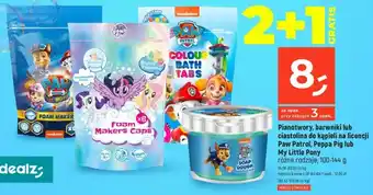 Dealz Pianotwory, barwniki lub ciastolina do kąpieli na licencji Paw Patrol, Peppa Pig lub My Little Pony, 100-144g oferta