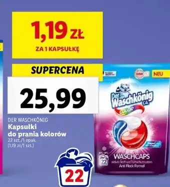 Lidl DER WASCHKÖNIG Kapsułki do prania kolorów 22 szt. oferta