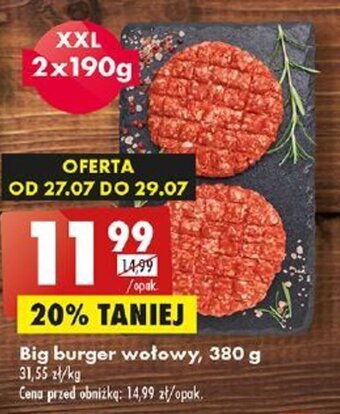 Biedronka Big burger wołowy, 380 g oferta