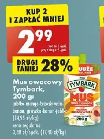 Biedronka Mus owocowy TYMBARK Tymbark, 200 g oferta