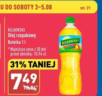 ALDI Olej rzepakowy Butelka 1 l oferta