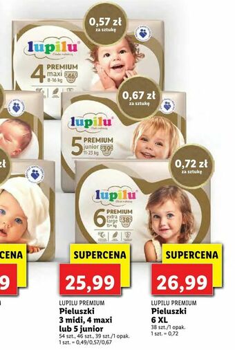 Lidl Pieluszki 3 midi, 4 maxi lub 5 junior oferta