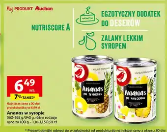Auchan Ananas plastry w soku naturalnym oferta