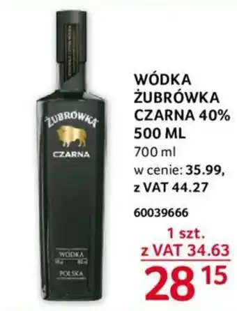 Selgros WÓDKA ŻUBRÓWKA CZARNA 40% 500ml oferta