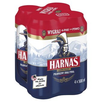 Społem Harnaś piwo jasne pełne 4 x 500 ml oferta