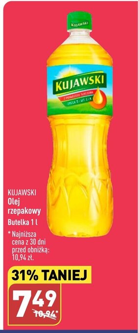 ALDI Olej rzepakowy Butelka 1 l oferta