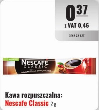 Eurocash Kawa rozpuszczalna: Nescafe Classic 2 g oferta