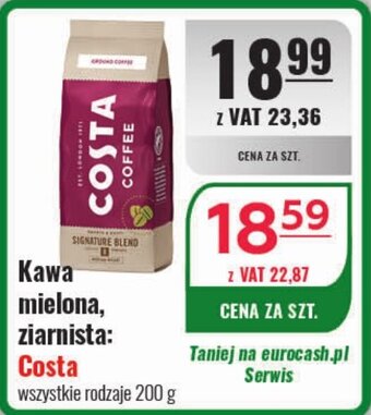 Kawa mielona, ziarnista: Costa 200 g