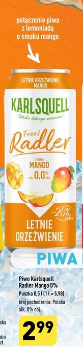 ALDI Piwo Karlsquell Radler Mango 0% 0,5 l oferta