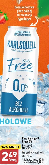 ALDI Piwo Karlsquell Radler Arbuz-Truskawka 0% 0,5 l oferta