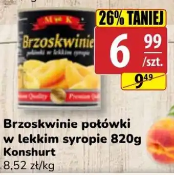 API MARKET Konshurt Brzoskwinie połówki w lekkim syropie 820 g oferta