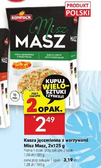 Kasza jęczmienna z warzywami Misz Masz, 2x125 g