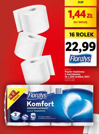 Lidl Floralys Papier toaletowy 3-warstwowy, 16 x 200 listków oferta