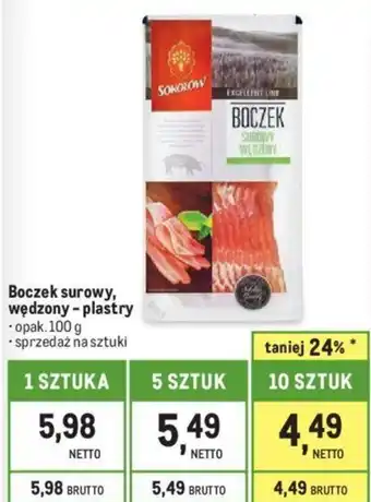 Makro Boczek surowy, wędzony - plastry opak. 100 g oferta