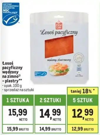 Makro Łosoś pacyficzny wędzony na zimno 100g oferta