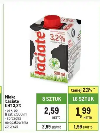Makro Mleko Łaciate UHT 3,2% 500ml oferta