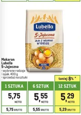 Makro Makaron Lubella 5-Jajeczna opak. 400 g oferta