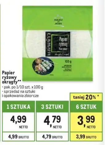 Makro Papier ryżowy okrągły 100g oferta