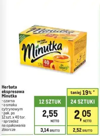 Makro Herbata ekspresowa Minutka 40 tor. oferta