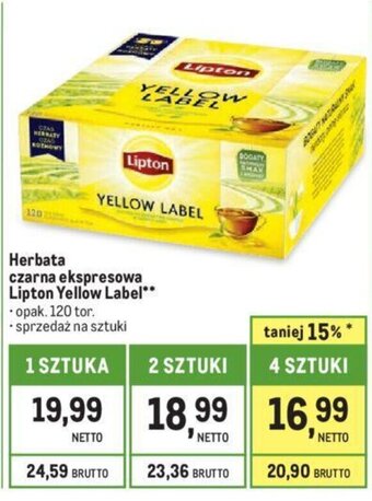 Makro Herbata czarna ekspresowa Lipton Yellow Label 120 tor. oferta