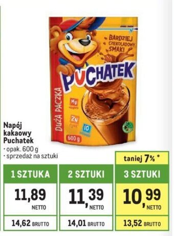 Makro Napój kakaowy Puchatek 600 g oferta