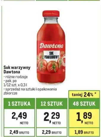 Makro Sok warzywny Dawtona 0,3l oferta