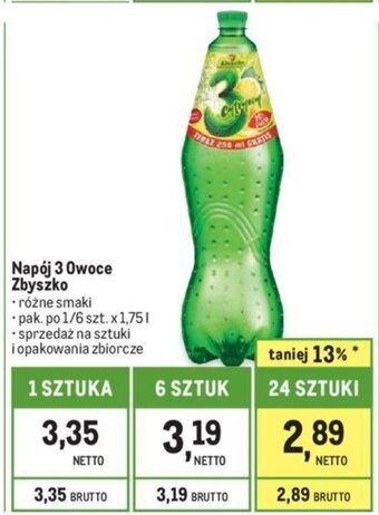 Makro Napój 3 Owoce Zbyszko 1,75l oferta