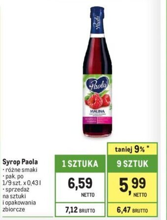 Makro Syrop Paola 0,43l oferta