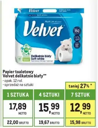 Makro Papier toaletowy Velvet delikatnie biały 12 rol. oferta