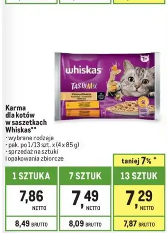 Makro Karma dla kotów w saszetkach Whiskas 4x85g oferta
