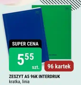 ZESZYT A5 96K INTERDRUK kratka, linia
