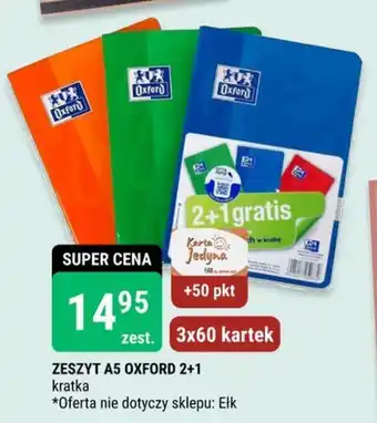 bi1 ZESZYT A5 OXFORD 2+1 kratka 3x60 kartek oferta