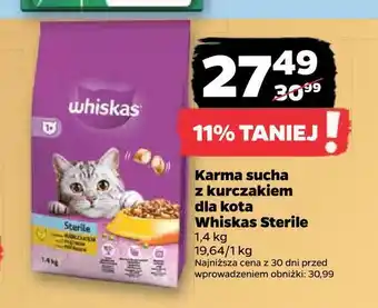 Karma sucha z kurczakiem dla kota whiskas sterile