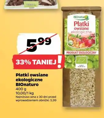Netto Płatki owsiane ekologiczne bionaturo oferta