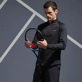 Decathlon Koszulka do tenisa męska na długi rękaw artengo thermic z krótkim suwakiem oferta