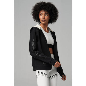 Decathlon Bluza czarna sportowa zapinana na zamek, podwójny kaptur strong id oferta
