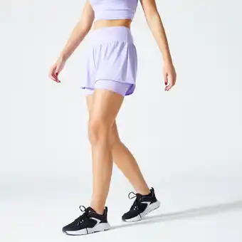 Decathlon Spodenki fitness cardio damskie domyos 2 w 1 oferta