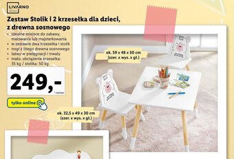 Lidl LIVARNO Zestaw Stolik i 2 krzesełka dla dzieci, z drewna sosnowego oferta