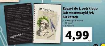 Lidl Zeszyt do j. polskiego lub matematyki A4, 60 kartek oferta