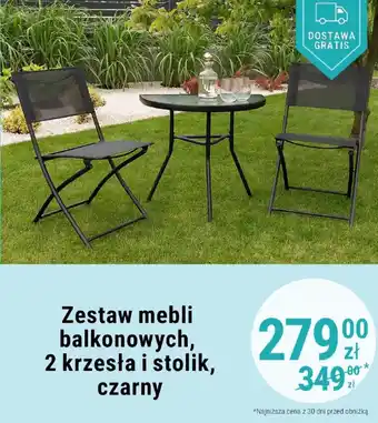Biedronka Zestaw mebli balkonowych, 2 krzesła i stolik, czarny oferta