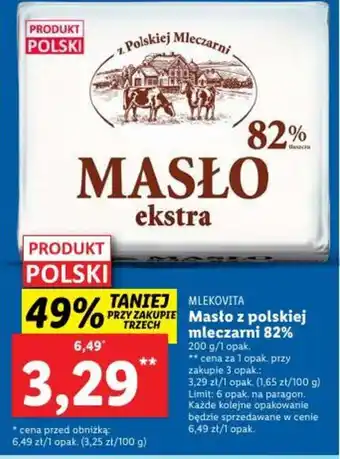 Lidl MLEKOVITA Masło z polskiej mleczarni 82% 200g oferta