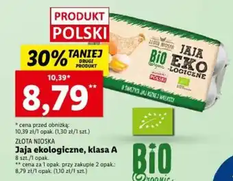 Lidl ZŁOTA NIOSKA Jaja ekologiczne, klasa A 8szt. oferta