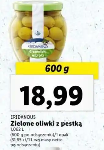 Lidl ERIDANOUS Zielone oliwki z pestką 1,062l oferta